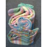 Box containing four colourful woollen vintage check blankets. (4) (B.P. 21% + VAT)