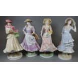 Four Royal Worcester limited edition bone china figurines; The Four Seasons Collection. (4) (B.P.