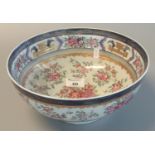 French Sampson porcelain, Chinese export style armorial bowl overall with painted floral