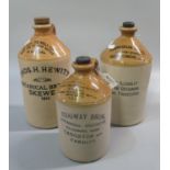 Three Welsh stoneware jars, Thomas H Hewitt Skewen 1914, Harrison & co. Gorseinnon, and Ridgwat