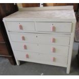 Mid century painted bedroom straight front chest with two short and three long drawers on style