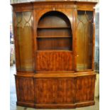 Good quality reproduction yew wood bow front display cabinet. (B.P. 21% + VAT)