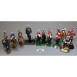 Collections of Britains and other diecast military figurines, some on horse back, to include The