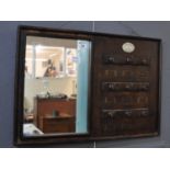 Vintage style wall mirror and key rack. 46 x 64 cm approx. (B.P. 21 + VAT)