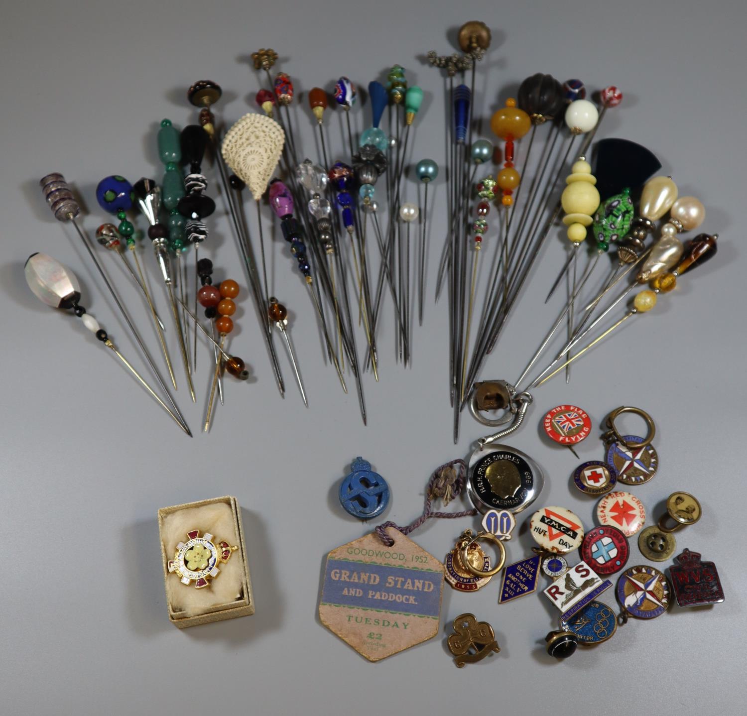 Collection of hat pins and badges. (B.P. 21% + VAT)