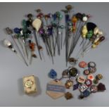 Collection of hat pins and badges. (B.P. 21% + VAT)