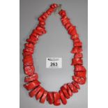 Heavy red dyed coral necklace. (B.P. 21% + VAT)