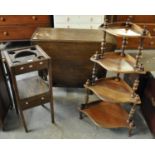 Early 20th century oak gate leg table, together with a Victorian style mahogany serpentine corner