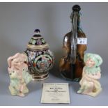 Royal Doulton 'The Jester' D7109, and 'The Lady Jester' D7110, Toby jugs with certificate of