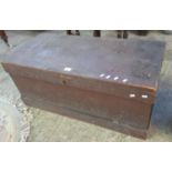 Late Victorian stained pine rectangular trunk or tool box. (B.P. 21% + VAT)