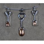 Clogau silver, 'Lovespoon' pendant on chain and earrings. (B.P. 21% + VAT)