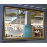 Large bevelled glass rectangular mirror with etched and engraved sailing galleon decoration within
