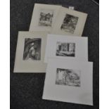 Small folio of assorted etchings, primarily street scenes various. (B.P. 21 + VAT)