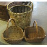 Three wicker baskets of varying size. (3) (B.P. 21 + VAT)