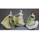 Three Royal Doulton bone china figurines to include 'Alexandra' HN2399, 'Ninette' HN2379, and '