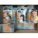 Box containing individually boxed miniature Royal Doulton toby jugs, twenty-four in total including: