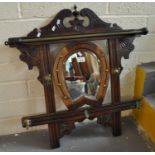 Edwardian design horse shoe wall mirror with coat hooks and rail. (B.P. 21 + VAT)