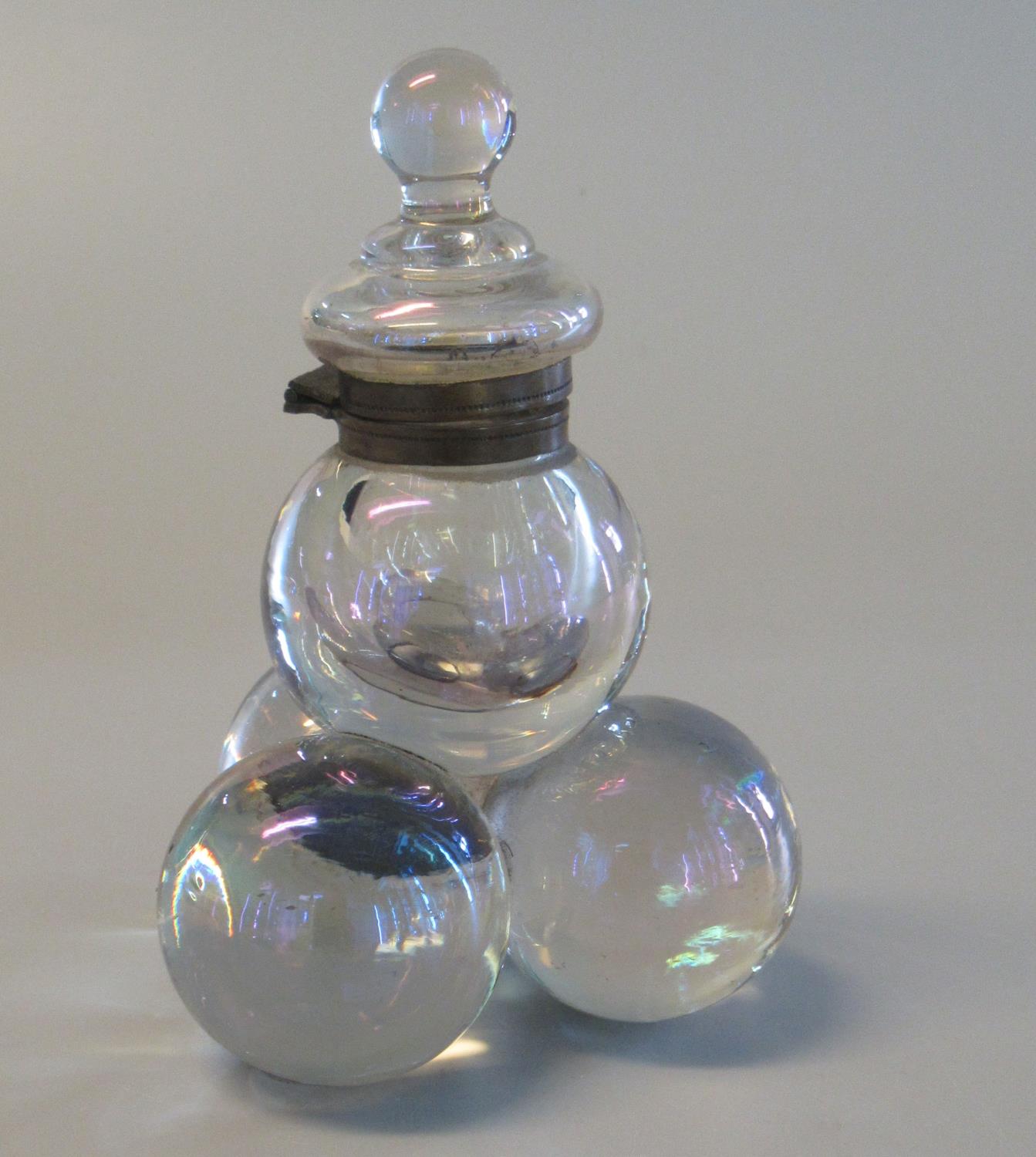 Unusual globular glass inkwell. (B.P. 21% + VAT)