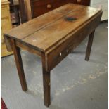 19th century oak drop leaf table on square legs. (B.P. 21 + VAT)