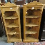 Pair of modern pine free standing corner cabinets with shaped shelves. (2) (B.P. 21% + VAT)