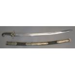 Modern Persian style marmeluke sword or sabre, the hilt and scabbard has blued decoration,