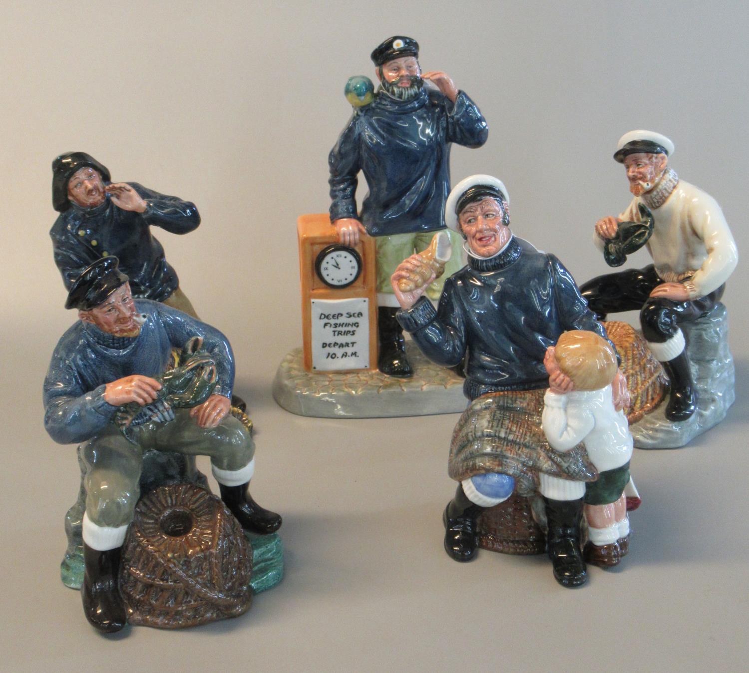 Group of five Royal Doulton china marine figures 'Sea Harvest' HN2257, 'The Lobster Man' HN2323, '