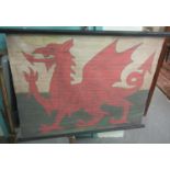 Vintage style Welsh Dragon flag canvas wall hanging.. (B.P. 21 + VAT)