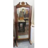 Edwardian style mahogany cheval type bevel plate mirror. (B.P. 21% + VAT)