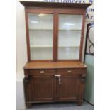 Late Victorian oak two stage cabinet back bookcase. (B.P. 21% + VAT)