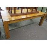 Modern oak dining table on square legs. 102 x 202cm approx. (B.P. 21% + VAT)