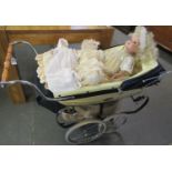 Vintage Silver Cross no.0190 pram with various accessories including Celia, and other dolls, etc. (
