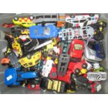 Plastic box of modern Diecast and other play worn vehicles, cars, trucks, lorries, etc. (B.P.