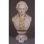 Resin bust of Mozart on socle base. (B.P. 21% + VAT)