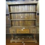 Good quality miniature oak rack back pot board dresser. (B.P. 21% + VAT)