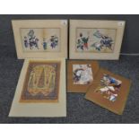 Collection of Oriental pictures to include a pair of 19th century Chinese paintings of battle scenes