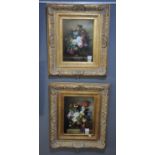 Pair of 17th century style, oils on panel. Signed Almeyda. In heavy gilt frames. Modern. 39 x 29