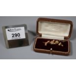 15ct gold seed pearl bar brooch. Approx weight 3.4 grams. (B.P. 21% + VAT)