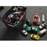 Box of play worn diecast model cars, various. (B.P. 21% + VAT)