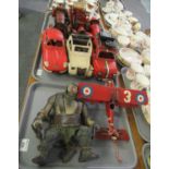 Three trays of reproduction vintage cars, planes etc. (3) (B.P. 21% + VAT)