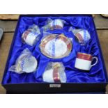 Set of six Crown Staffordshire fine English bone china 'Lichfield' coffee cups and saucers, gilt,
