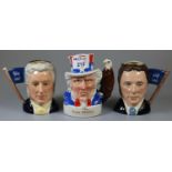 Two Royal Doulton small size character jugs 'Sir Henry Doulton' and 'Michael Doulton', together with