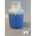 Early 20th Century Ruskin pottery two tone drip glaze blue vase, impressed marks to the base 'Ruskin