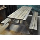 Weathered picnic bench. (B.P. 21% + VAT)