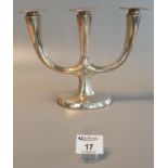 WMF Art Nouveau design three section table candelabrum on oval base, impressed marks to the