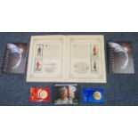 Box of coins and ephemera to include cigarette cards: Ships and Their Workings, butterflies and