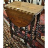 Early 20th century oak barley twist gate leg table. (B.P. 21% + VAT)