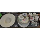 Two trays of assorted china to include: J & G Meakin 'Liberty' oval meat platter with embossed