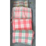 Four vintage Welsh woollen Derw products check blankets or carthen. (4) (B.P. 21% + VAT)