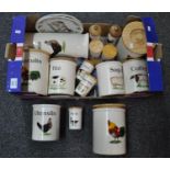 A box of farm animal design pottery to include: Clover Leaf English pottery traditional