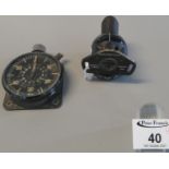 Aircraft type dashboard or flight panel stopwatch, together with a similar aircraft type ceiling